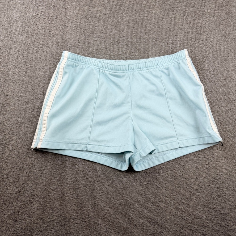 Derek Heart Women's L Light Blue Athletic Y2K Shorts Side Stripe Track Shorts‎